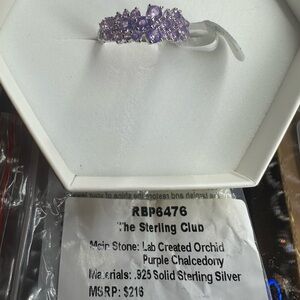 Sterling Club - Size 8 - Orchid Purple Chalcedony, .925 Solid Sterling Silver